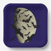 Halloween-Fledermäuse und unheimlicher Mond Pappteller (Vorderseite)