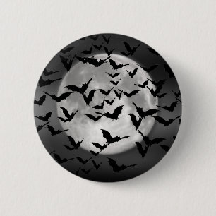 Halloween-Fledermäuse und Vollmond Button