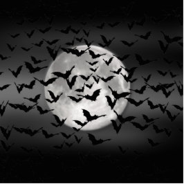 Halloween-Fledermäuse und Vollmond Freistehende Fotoskulptur