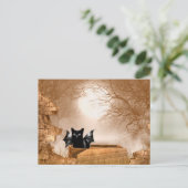 Halloween-Fledermauskatze Postkarte (Stehend Vorderseite)
