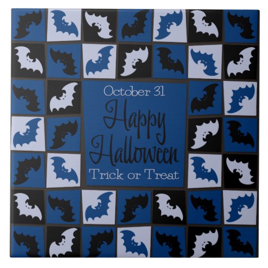 Halloween-Fledermausmosaik Fliese (Vorderseite)