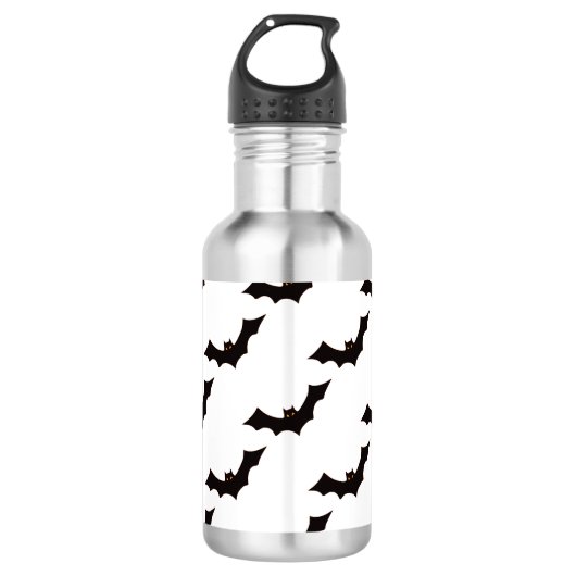 Halloween, Fledermausmuster, Trick oder Trete, Boo Edelstahlflasche (Vorderseite)