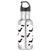 Halloween, Fledermausmuster, Trick oder Trete, Boo Edelstahlflasche (Rückseite)