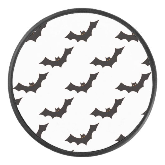 Halloween, Fledermausmuster, Trick oder Trete, Boo Eishockey Puck (Vorderseite)