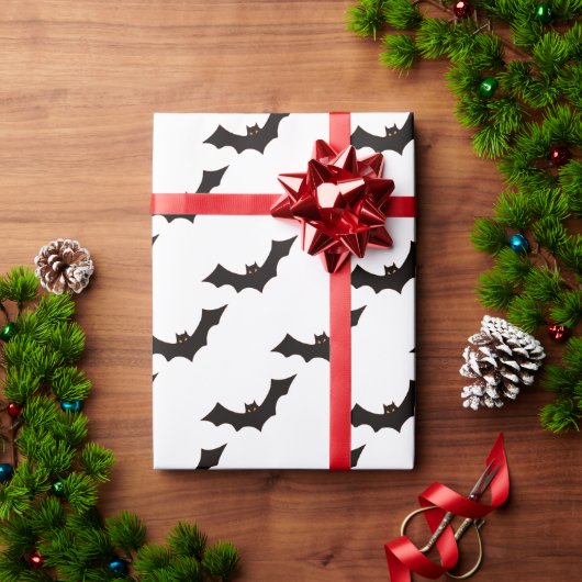 Halloween, Fledermausmuster, Trick oder Trete, Boo Geschenkpapier (Feiertagsgeschenk)