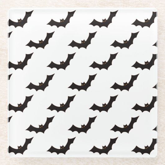 Halloween, Fledermausmuster, Trick oder Trete, Boo Glasuntersetzer (Vorderseite)