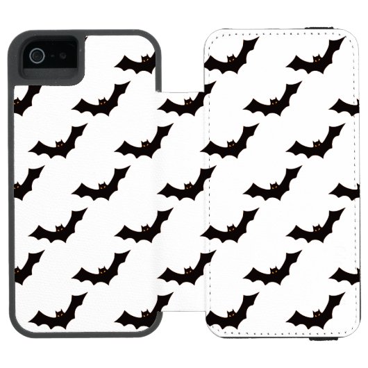 Halloween, Fledermausmuster, Trick oder Trete, Boo Incipio iPhone Geldbeutel-Hülle (Folio Geöffnet)