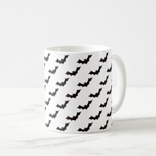 Halloween, Fledermausmuster, Trick oder Trete, Boo Kaffeetasse (VorderseiteRechts)