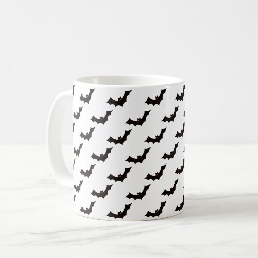Halloween, Fledermausmuster, Trick oder Trete, Boo Kaffeetasse (Vorderseite Links)