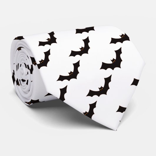 Halloween, Fledermausmuster, Trick oder Trete, Boo Krawatte (Gerollt)