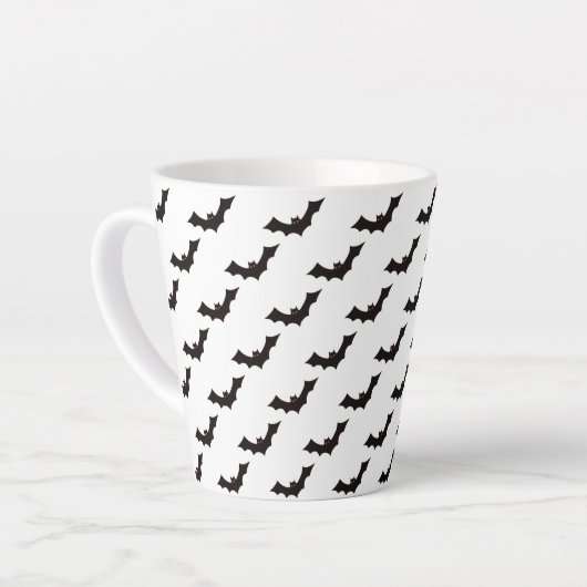 Halloween, Fledermausmuster, Trick oder Trete, Boo Milchtasse (Linke Ecke)