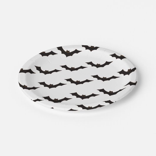 Halloween, Fledermausmuster, Trick oder Trete, Boo Pappteller (Schrägansicht)