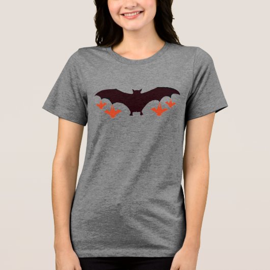 Halloween-Fledermausurlaub Tri-Blend Shirt (Vorderseite)