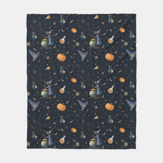 Halloween Fleece Blanket — Hexenhats & Kauldronen (Vorderseite)