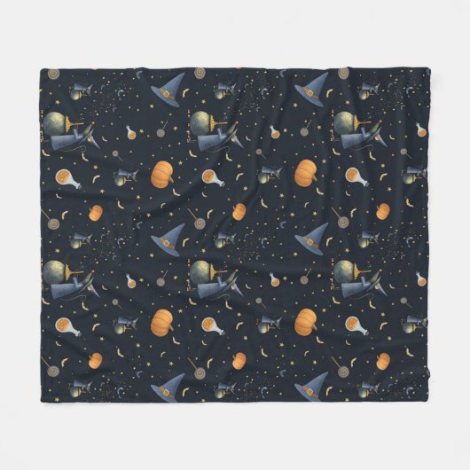 Halloween Fleece Blanket — Hexenhats & Kauldronen (Vorderseite (Horizontal))