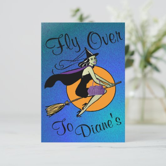 Halloween - Fliege vorbei Einladung (Stehend Vorderseite)