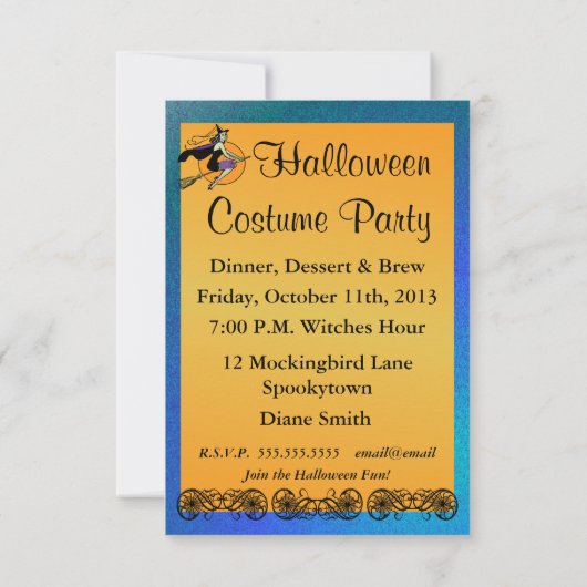 Halloween - Fliege vorbei Einladung (Rückseite)