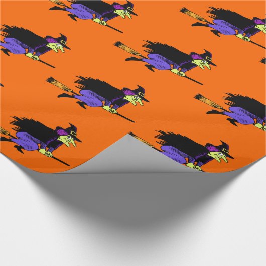 Halloween-Fliegen-Hexe Geschenkpapier (Ecke)