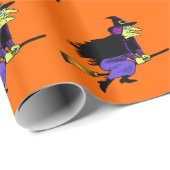 Halloween-Fliegen-Hexe Geschenkpapier (Rolleneckpunkt)