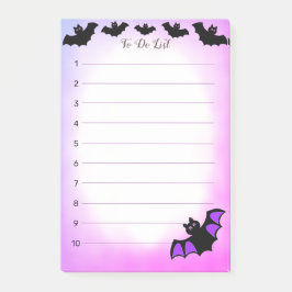 Halloween fliegende Fledermäuse auf lila & weißer Post-it Klebezettel