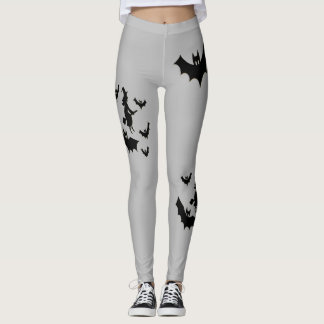 Halloween fliegende Hexe und Fledermäuse Leggings