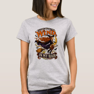 Halloween Fliegende Hexe Wind in Meinen Haaren T-S T-Shirt