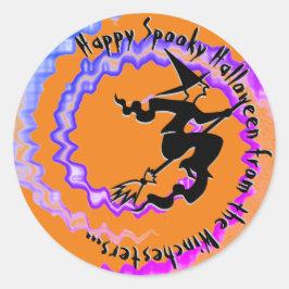 Halloween fliegender Hexenzauber Sondertext Spaß Runder Aufkleber