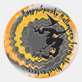 Halloween-fliegender Hexenzauberspruch Runder Aufkleber