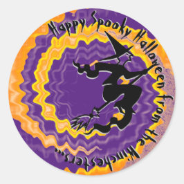 Halloween fliegender Hexenzaubertext Runder Aufkleber