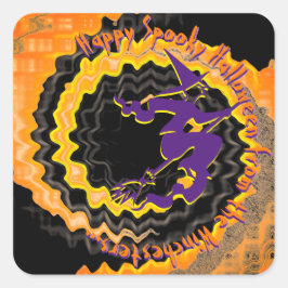 Halloween fliegender Zaubertext Quadratischer Aufkleber
