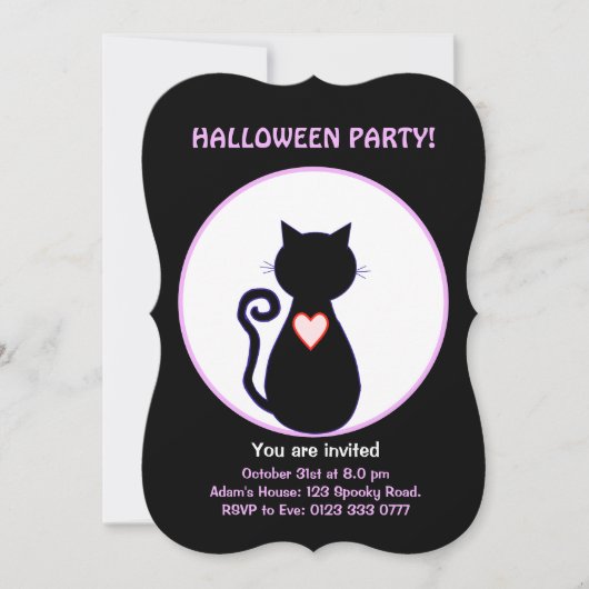 Halloween-Fliegerwitze und schwarze Katze Einladung (Vorderseite)