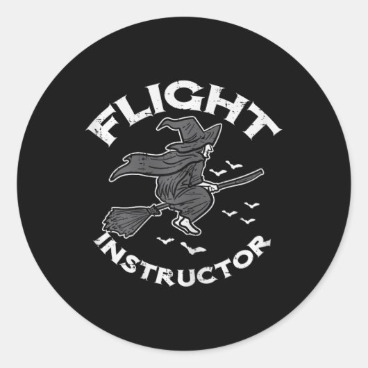 Halloween Flight Instructor Hexenkostüm Wo Runder Aufkleber (Vorderseite)