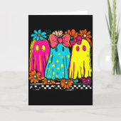 Halloween Floral Boo Ghost Cute Girly Bow Soky Vib Karte (Vorderseite)