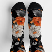 Halloween Floral Orange Black Novelty Socken (Oben)