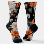 Halloween Floral Orange Black Novelty Socken (Gewinkelt)