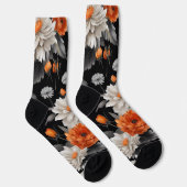 Halloween Floral Orange Black Novelty Socken (Rechts)