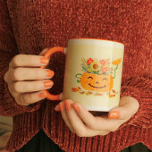Halloween Floral Pumpkin Tasse