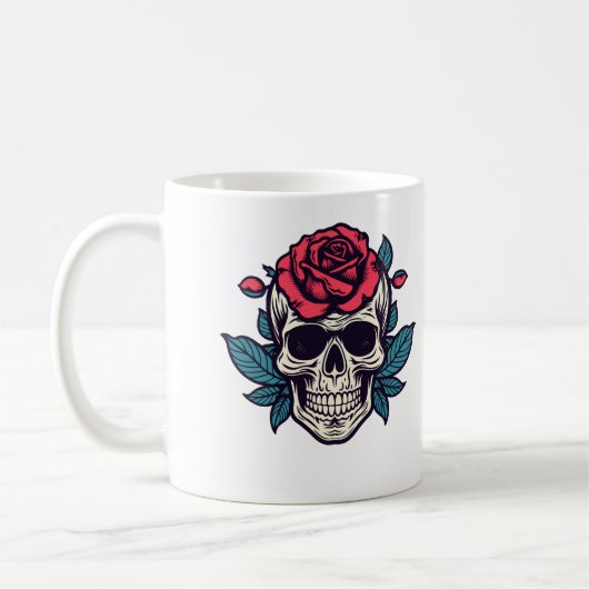 Halloween Floral Skull Roses Custom Name Tasse (Links)