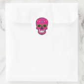 Halloween Floral Sugar Skull Classic Round Sticker (Tasche)