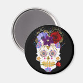 Halloween Floral Sugar Skull Magnet (Vorderseite/Rückseite)