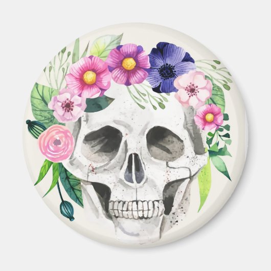 Halloween Floral Sugar Skull Magnet (Vorne)