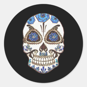 Halloween Floral Sugar Skull Runder Aufkleber