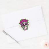 Halloween Floral Sugar Skull Runder Aufkleber (Umschlag)