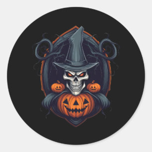 Halloween Floral Sugar Skull Runder Aufkleber