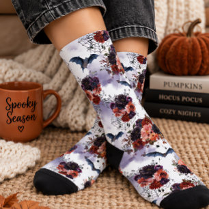 Halloween Florale Fledermaus Aquarell Socken