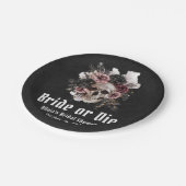 Halloween Floraler Totenkopf Braut oder Stirb Brau Pappteller (Schrägansicht)
