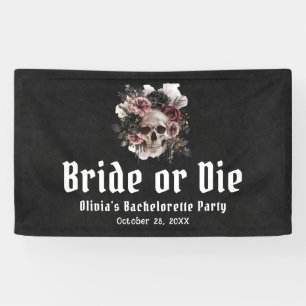 Halloween Floraler Totenkopf Braut oder Stirb Jung Banner