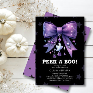 Halloween Flüchtige Blick Eine Boo Lila Bow Babydu Einladung