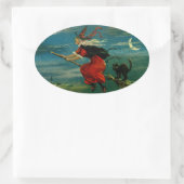 Halloween-Flug Ovaler Aufkleber (Tasche)