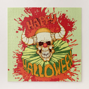 Halloween-Flyer: diabolisches Clown-Thema Puzzle